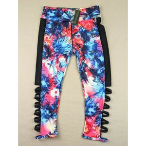 NWT Dyce Apparel Womens S Small Black Multicolor Vivid Leggings Yoga Running